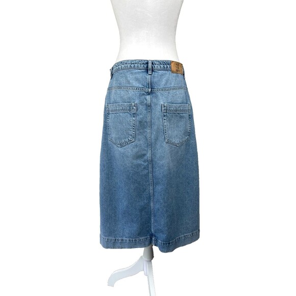 Free People / We The Free Wild Roses Denim Midi Skirt Sz 29 Boho Hipster Retro - Picture 4 of 16